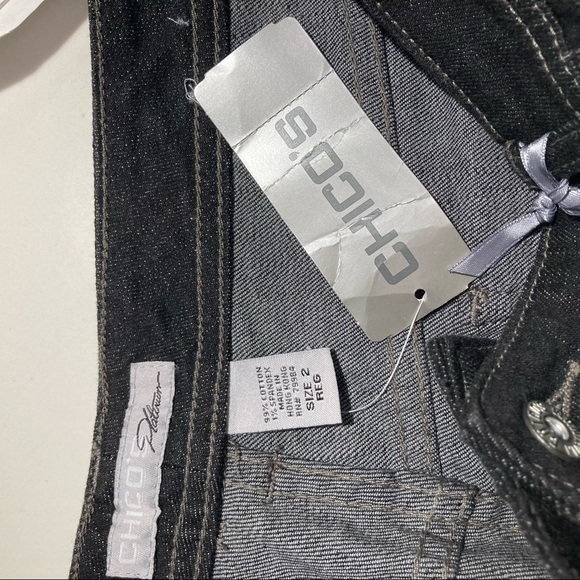 CHICO’S Sz 2 Quartz  WR Slightly Fuller Waist Very Dark Wash Straight Leg Pants - Picture 7 of 9